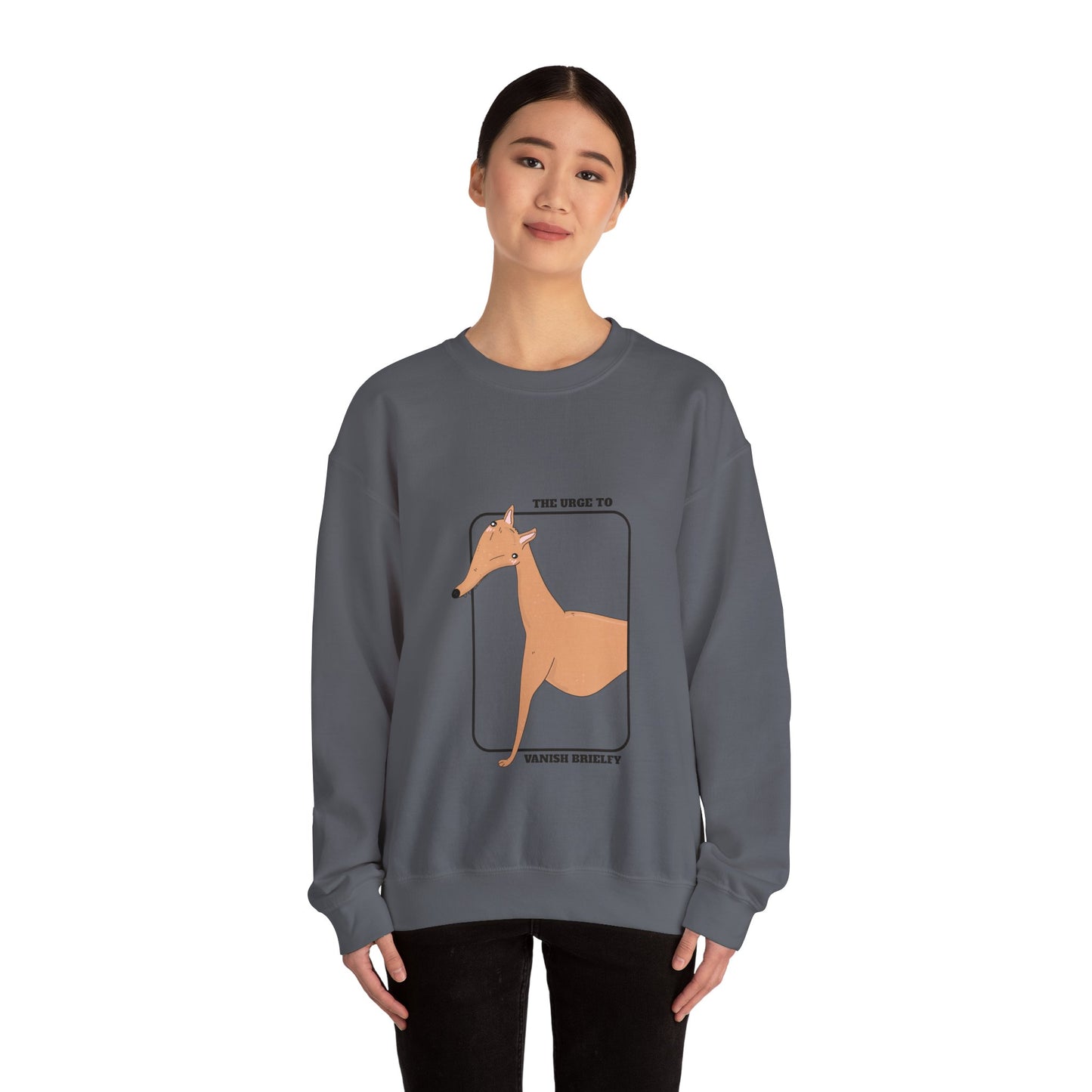 Cute Dog Graphic Sweatshirt | Greyhound jumper | Dog Lover Gift | Sighthound Clothes |  'The Urge to Vanish Briefly' Cozy Crewneck