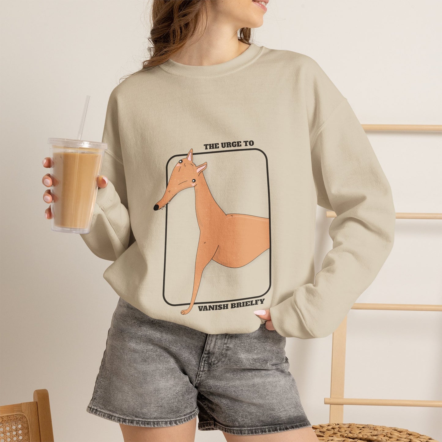 Cute Dog Graphic Sweatshirt | Greyhound jumper | Dog Lover Gift | Sighthound Clothes |  'The Urge to Vanish Briefly' Cozy Crewneck
