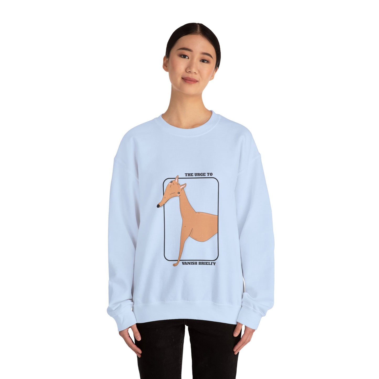 Cute Dog Graphic Sweatshirt | Greyhound jumper | Dog Lover Gift | Sighthound Clothes |  'The Urge to Vanish Briefly' Cozy Crewneck