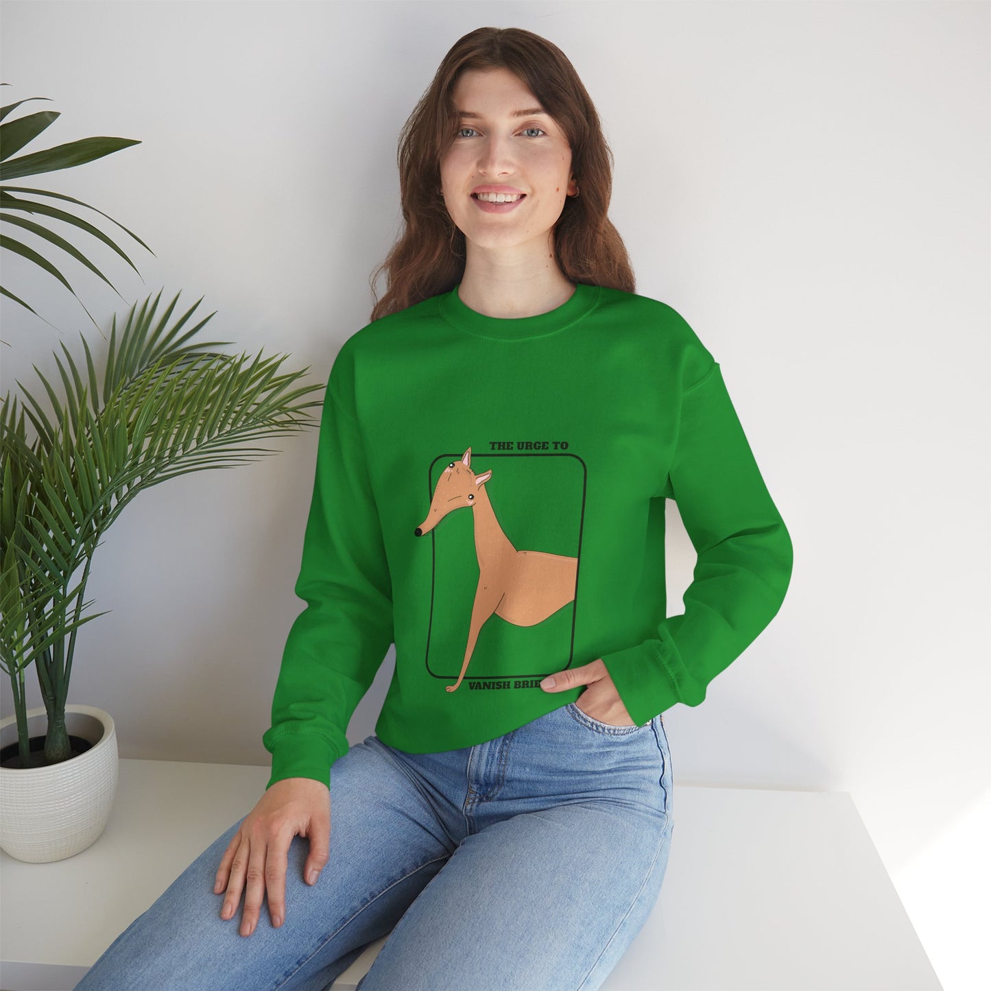 Cute Dog Graphic Sweatshirt | Greyhound jumper | Dog Lover Gift | Sighthound Clothes |  'The Urge to Vanish Briefly' Cozy Crewneck
