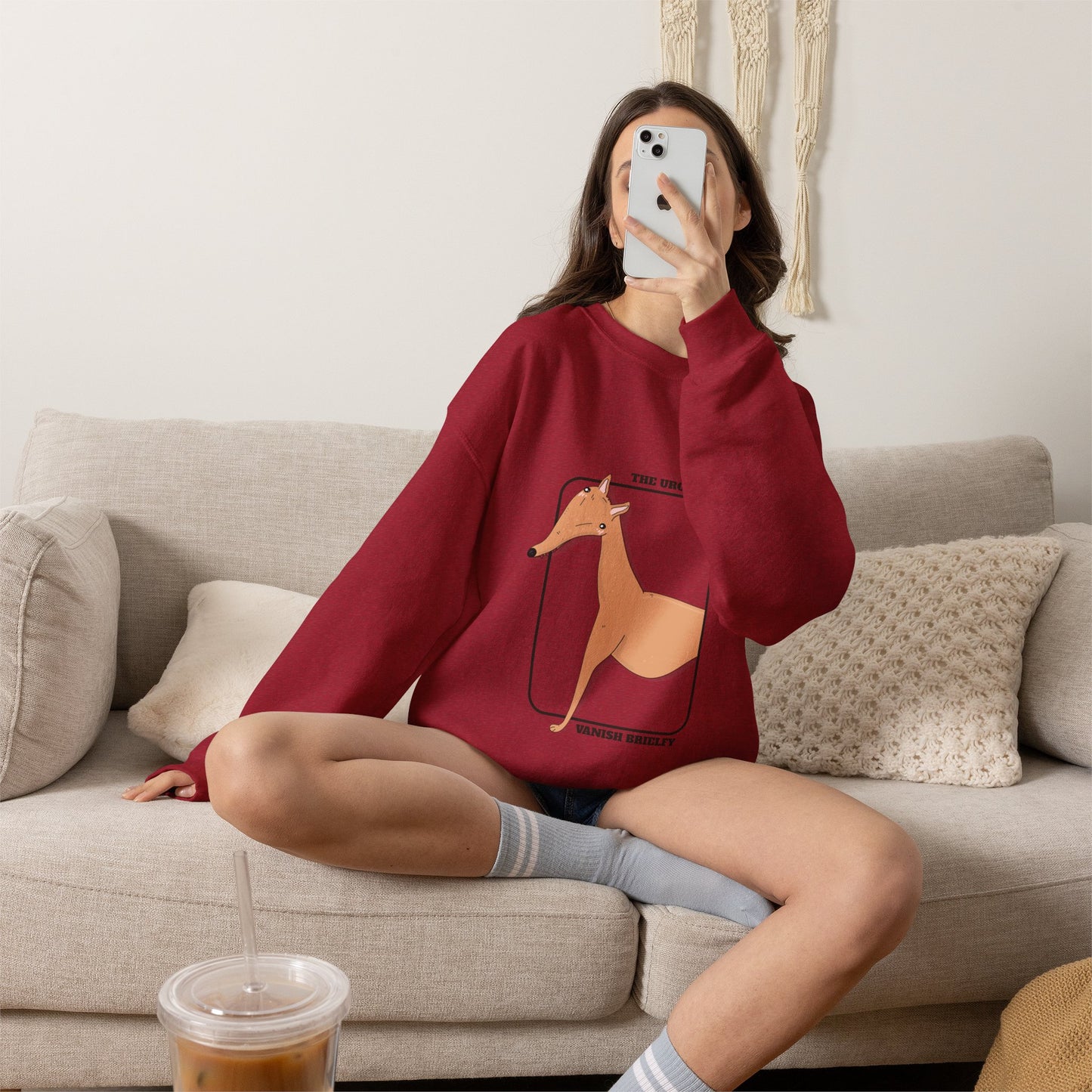 Cute Dog Graphic Sweatshirt | Greyhound jumper | Dog Lover Gift | Sighthound Clothes |  'The Urge to Vanish Briefly' Cozy Crewneck