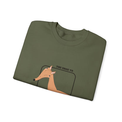 Cute Dog Graphic Sweatshirt | Greyhound jumper | Dog Lover Gift | Sighthound Clothes |  'The Urge to Vanish Briefly' Cozy Crewneck