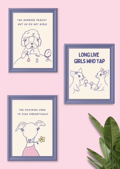 The Feminine Urge to Flee Dramatically | Whippet & Italian Greyhound Art Print