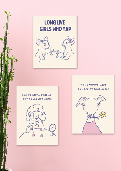 The Feminine Urge to Flee Dramatically | Whippet & Italian Greyhound Art Print