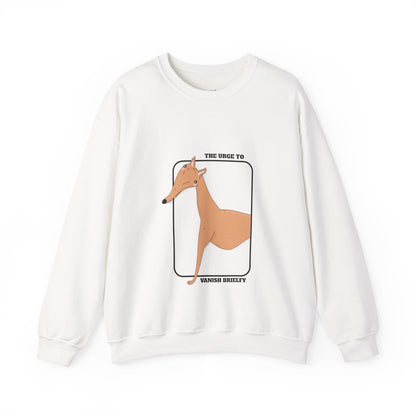 Cute Dog Graphic Sweatshirt | Greyhound jumper | Dog Lover Gift | Sighthound Clothes |  'The Urge to Vanish Briefly' Cozy Crewneck