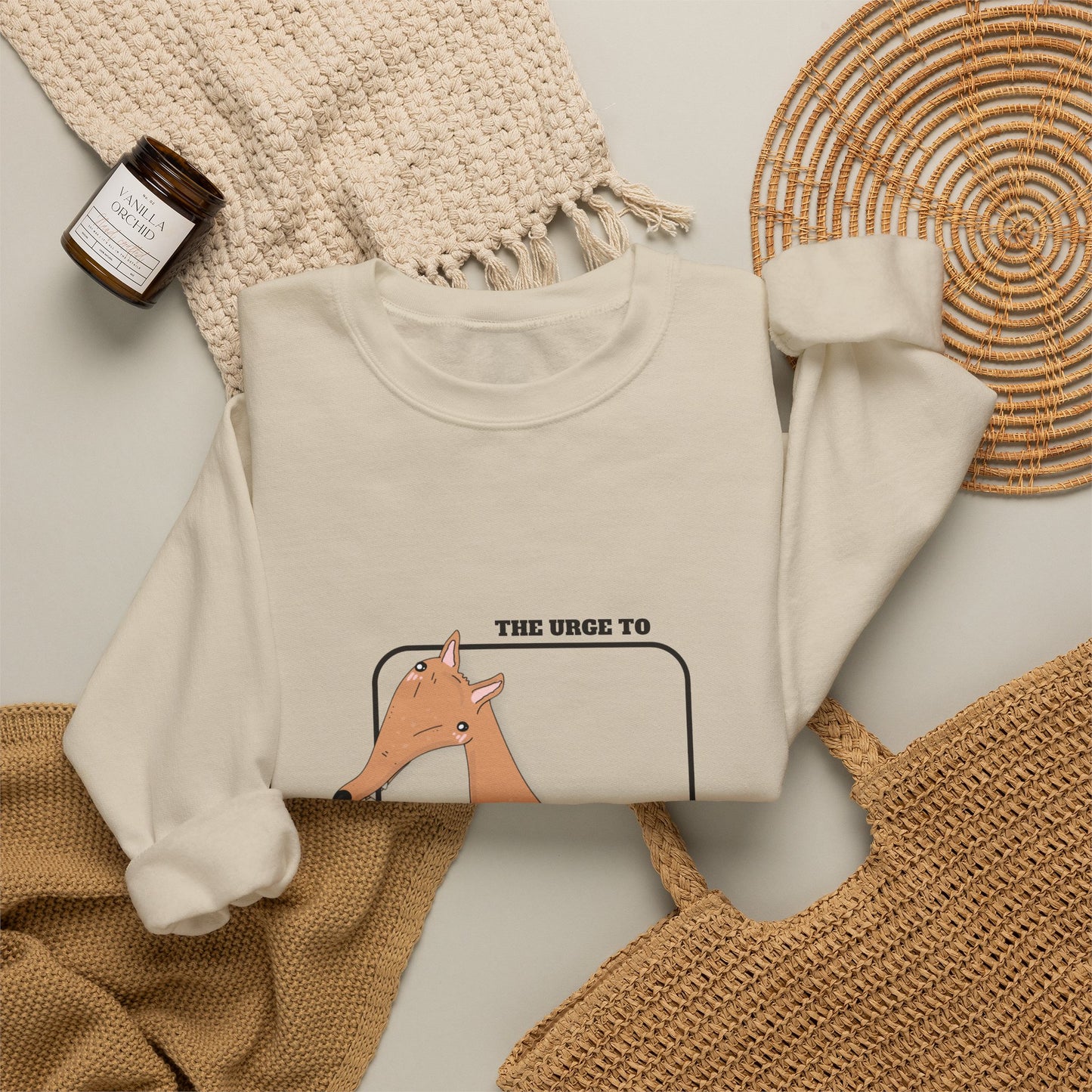 Cute Dog Graphic Sweatshirt | Greyhound jumper | Dog Lover Gift | Sighthound Clothes |  'The Urge to Vanish Briefly' Cozy Crewneck