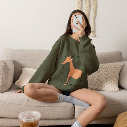 Cute Dog Graphic Sweatshirt | Greyhound jumper | Dog Lover Gift | Sighthound Clothes |  'The Urge to Vanish Briefly' Cozy Crewneck